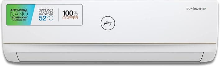 Godrej 1 Ton 3 Star Inverter Split AC (Copper, 2022 model, Nano-Coated anti-viral filter, AC 1T GIC 12TTC3-GVA, White)