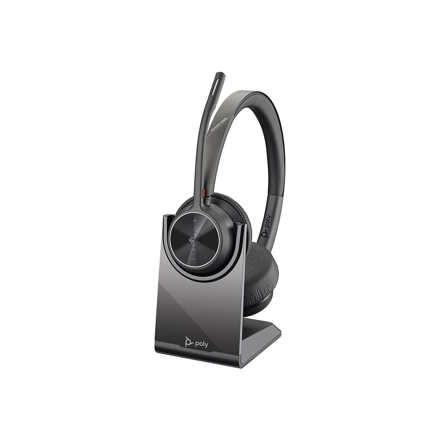 Poly by Plantronics - Voyager 4320 UC Wireless Headset + Charge Stand (Plantronics) - Headphones w/Mic - Connect to PC/Mac via USB-C Bluetooth Adapter, Cell Phone via Bluetooth, Black (218479-02)