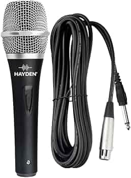 hayden BK-103 Dynamic Cardioid Vocal Microphone with 5-Meter XLR Cable, On/Off Switch, Smart Noise Reduction, Metal Body Compatible with Karaoke Machi...