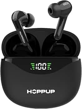 HOPPUP AirDoze D50 Earbuds with Upto 50H Playtime, ENC, Gaming Mode & Made in India Bluetooth Headset (Black, True Wireless)