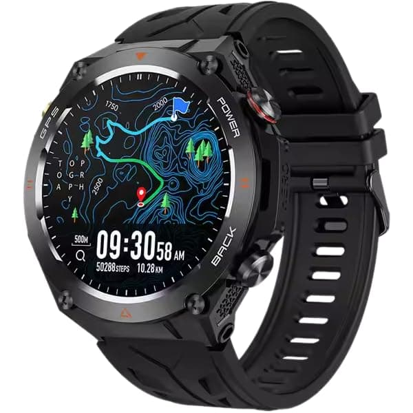 Shyenah KC82 GPS Adventure Military Grade Smartwatch 1.45 HD Big Screen 1ATM WP with Compass, Altimeter, Barometer Sleep,HR, Blood Pressure, Blood Oxy...