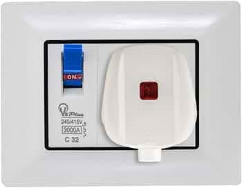 SEER Modular AC Box with 25Amps Single Pole MCB protected, 4 module box enclosure and Heavy Duty ISI Plug Top (White) Pack 1