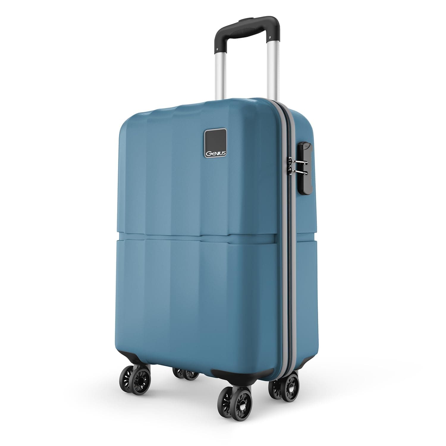Safari Genius Theo 8 Wheels 55cm Cabin Size Trolley Bag, Hard Case Polycarbonate, 360 Degree Wheeling Small Carry-on Luggage, Suitcase for Travel, Tro...