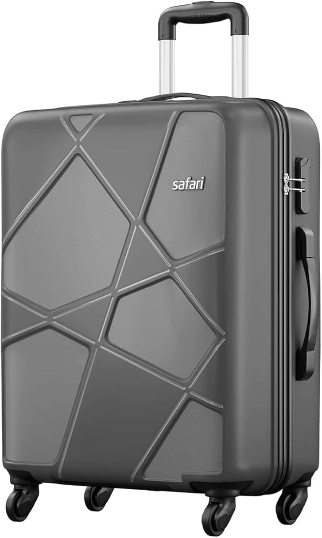 Safari Pentagon Hardside Large Size Check-in Luggage Suitcase Trolley Bags for Travel Dark Grey Color 75cm