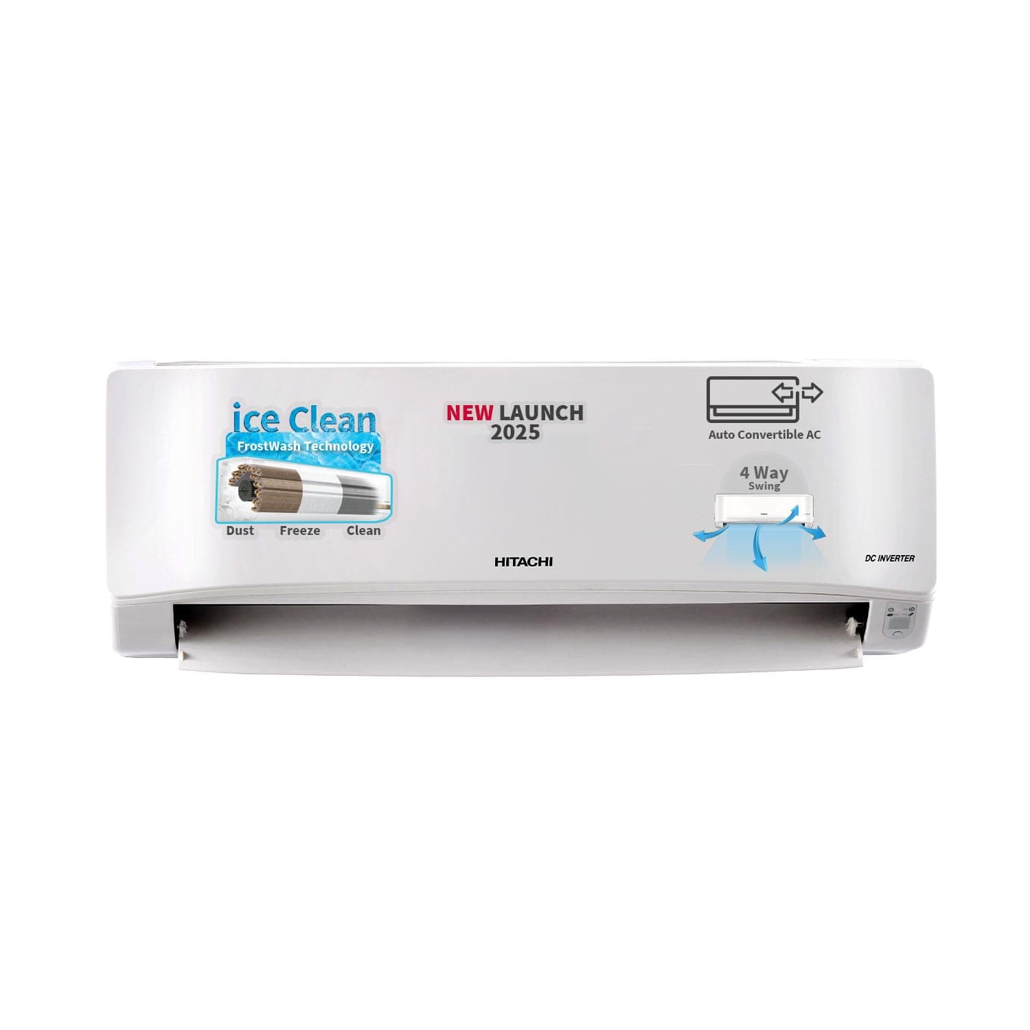 Hitachi 1 Ton Class 3 Star, 4-Way Swing, ice Clean, Xpandable+, Inverter Split AC (100% Copper, Dust Filter, 2025 Model - 3400SXL RAS.D312PCBIBS, Whit...