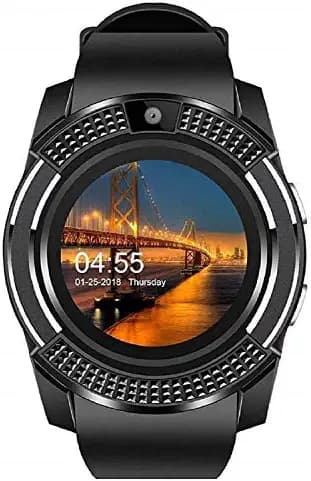 BACKET V8 Android Smart Watch Smartwatch Bluetooth Touchscreen Sweat Proof Phone with Camera TF/SIM Card Slot for Android and iOS Smartphones for Kids Girls Boys Men Women (Black 17)