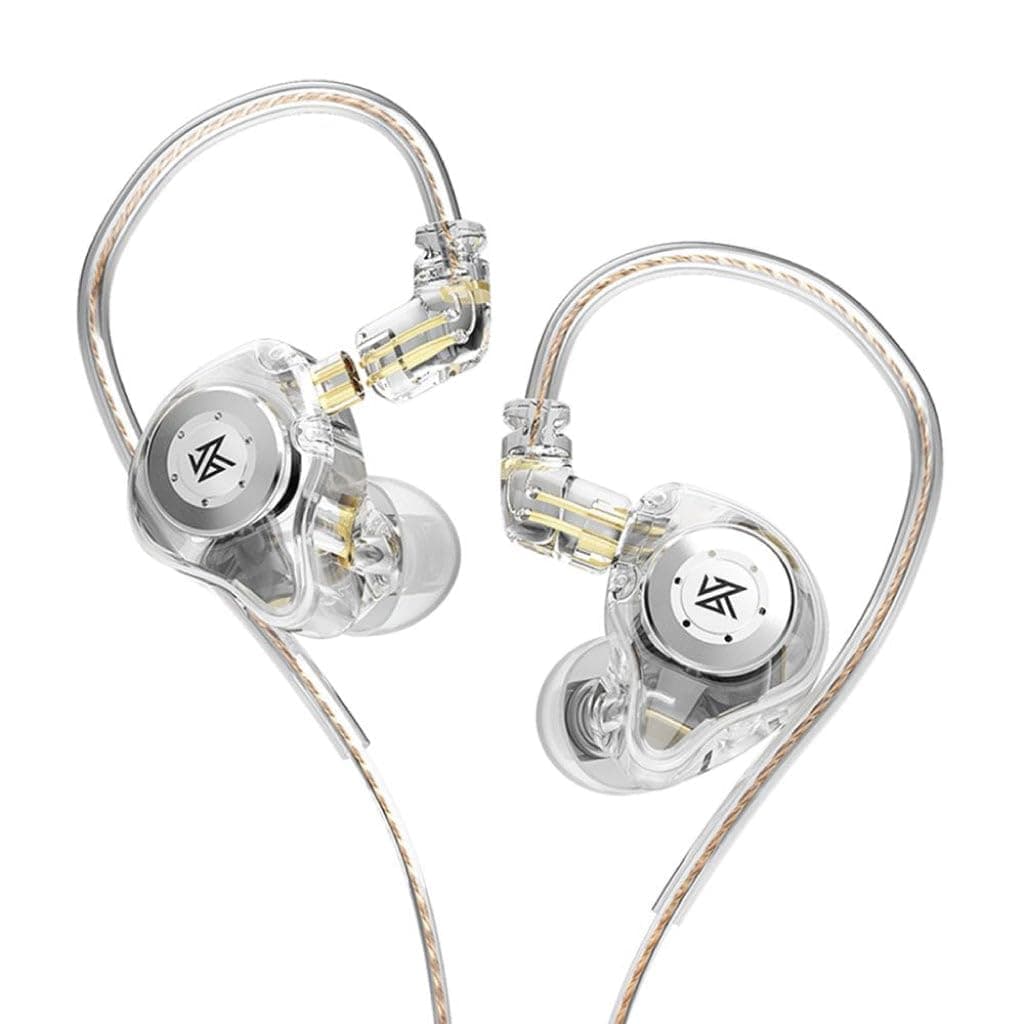 KZ EDX Pro IEM Earphone, HiFi Stereo Special Dual Magnetic Circuit Dynamic Driver Resin Inlay Metal Process in-Ear Monitors Earbuds With 5N OFC 2Pin Detachable Cable with Leatherette Case (EDX PRO without Mic, Crystal)