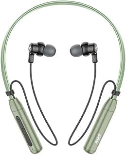 KDM A2 Glamour Wireless Neckband Earphones, Bluetooth 5.3, 24 Hours Playtime, Type-C Charging, Green