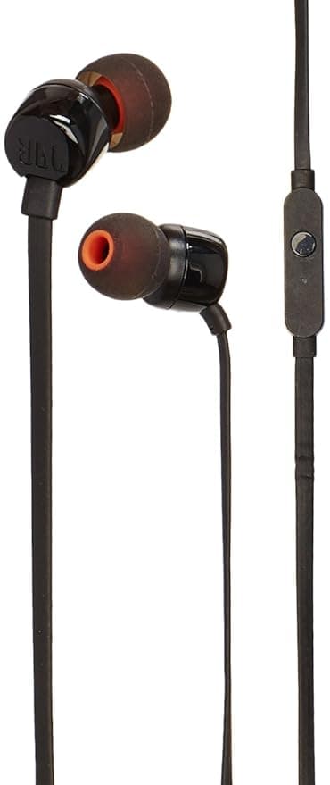 (Renewed) JBL Tune 110 in-Ear Headphones with Mic (Black)