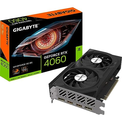 GIGABYTE NVIDIA GeForce RTX 4060 WINDFORCE OC Graphics Card - 8GB GDDR6, 128-bit, PCI-E 4.0, 2475MHz Core Clock, 2X DP 1.4, 2X HDMI 2.1a, NVIDIA DLSS ...