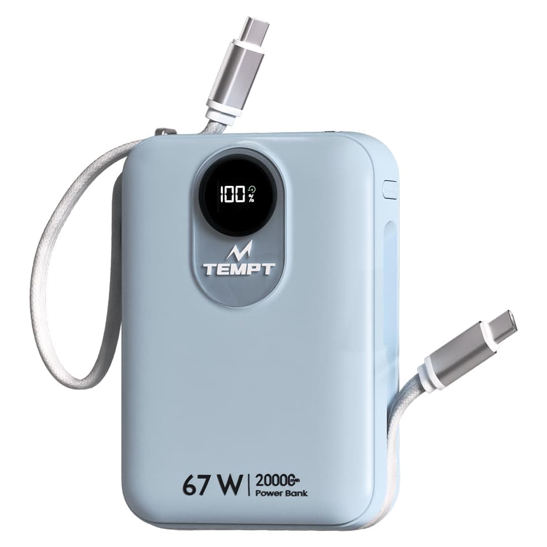Tempt Maestro 20000mAh 67W GaN3 Power Bank for Laptop & Mobile (Blue)