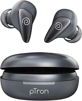 (Refurbished) pTron Bassbuds Wave ENC Bluetooth 5.3 Wireless Headphones, 40Hrs Total Playtime, TruTalk AI-ENC Calls, Movie Mode & Deep Bass, in-Ear TW...