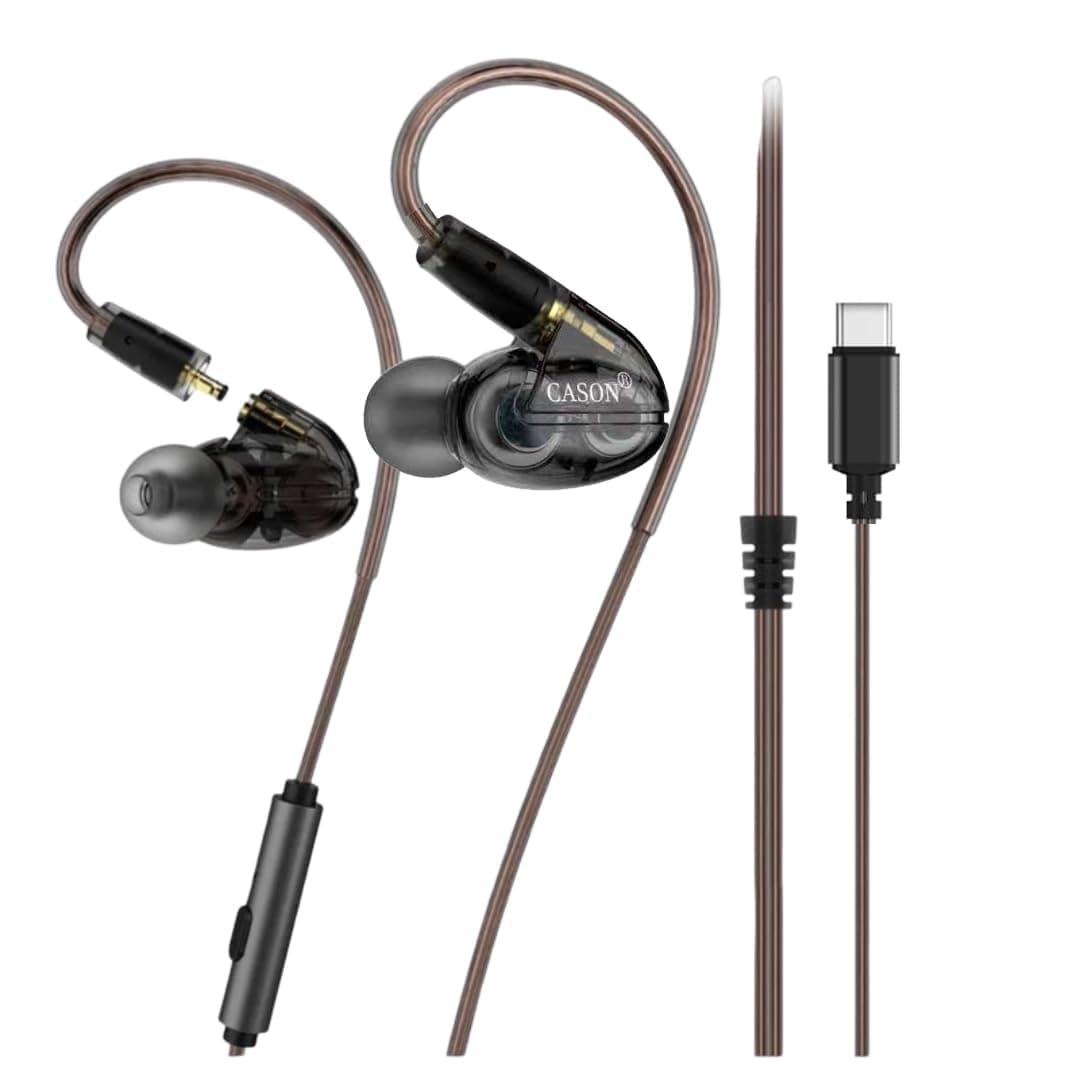 CASON CWE11 IEM Wired Earphones | in-Ear Monitor Headphones with HiFi Deep Bass | Gaming Earphones with Mic &Dynamic Driver, Detachable Type C Cable f...