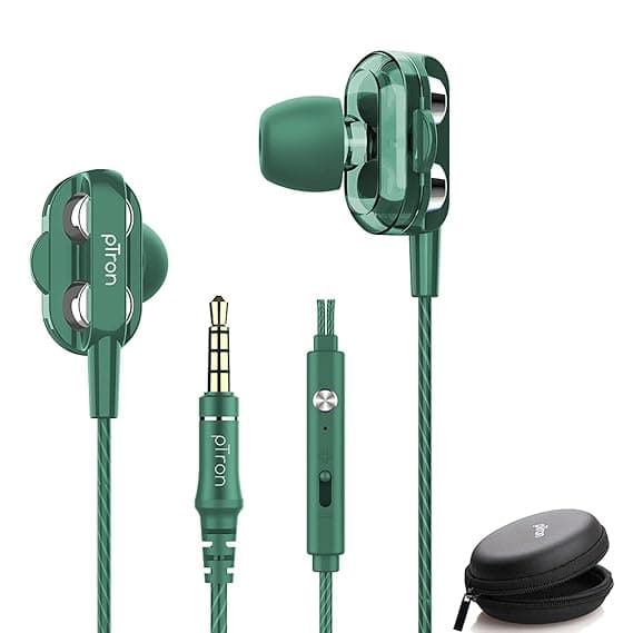 pTron Boom Ultima Dual Driver, in-Ear Gaming Wired Headphones with Mic, Volume Control, Passive Noise Cancelling Earphones with 3.5mm Audio Jack & 1.2