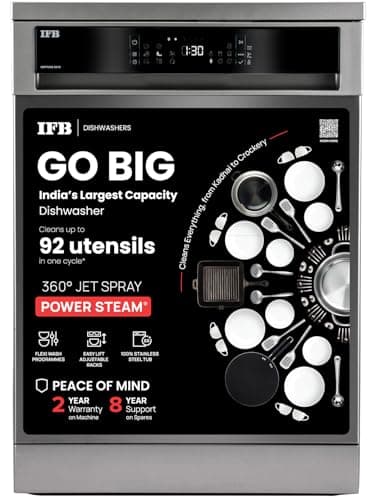 IFB 16 Place Settings with DeepClean Technology Powered by AI Freestanding Dishwasher (Neptune SX16, Pearl Grey, Auto Door Open for Effective Drying, ...
