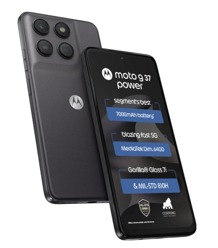 Motorola Moto g37 Power 5G (Pantone Impenetrable, 128GB Storage, 8GB RAM) | 6.67-inch HD+ 120Hz Display | Dimensity 6400 | 50MP Camera | 7000mAh Batte...
