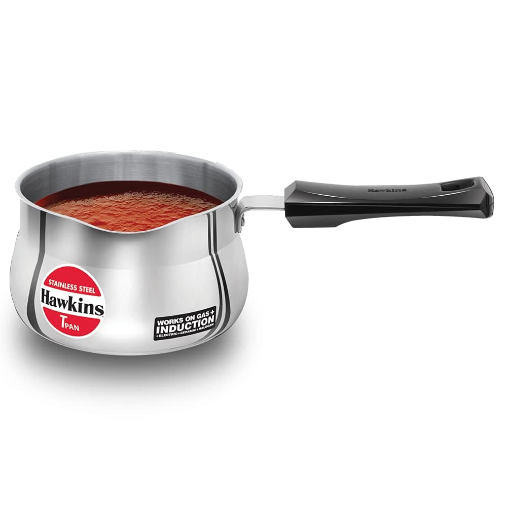 Hawkins Stainless Steel Induction Compatible Tpan (Saucepan), Capacity 1.5 Litre, Thickness 4.7 mm, Silver (SST15)