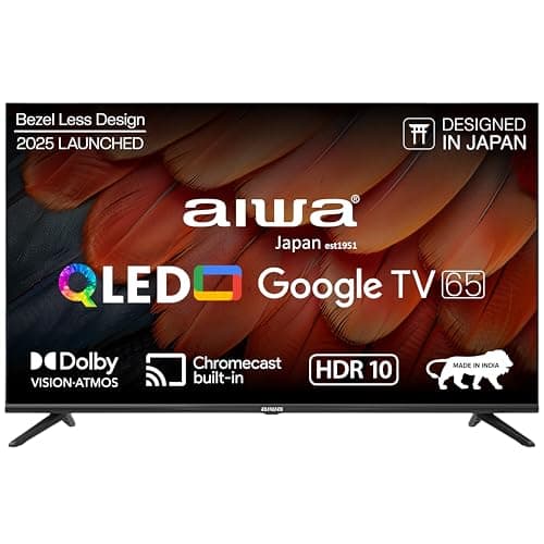 Aiwa Smart TV | 4K Ultra HD, LED Display, Built-in Apps | QLED Google TV (Black) (65 Inches QLED)