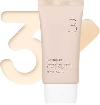 numbuzin No.3 Porcelain Base-skip Tone Up Beige 1.69fl oz/ 50ml | 3-in-1, Tinted Moisturizer, Evens out Skin Tone, Tone Up Cream, Natural