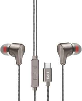 BeLL BLHFK510 Wired Earphones with Mic, Tangle Free Cable, HD Sound with deep Bass, Comfort in-Ear Fit, Light Weight, Sporty and Type-c Connector, Com...