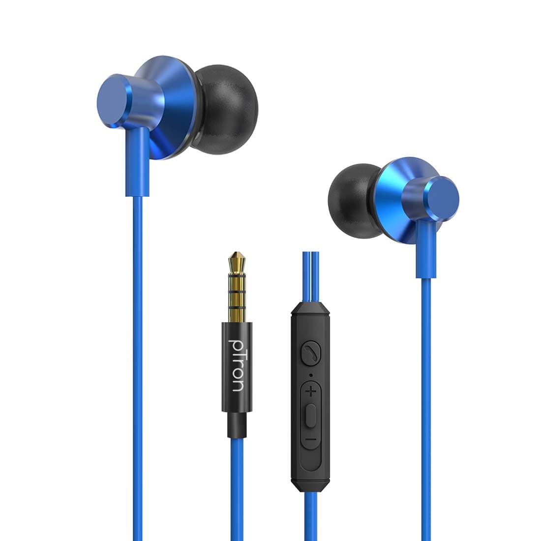 pTron Pride Lite HBE (High Bass Earphones) in-Ear Wired Headphones with in-line Mic, 10mm Powerful Driver for Stereo Audio, Noise Cancelling Headset w