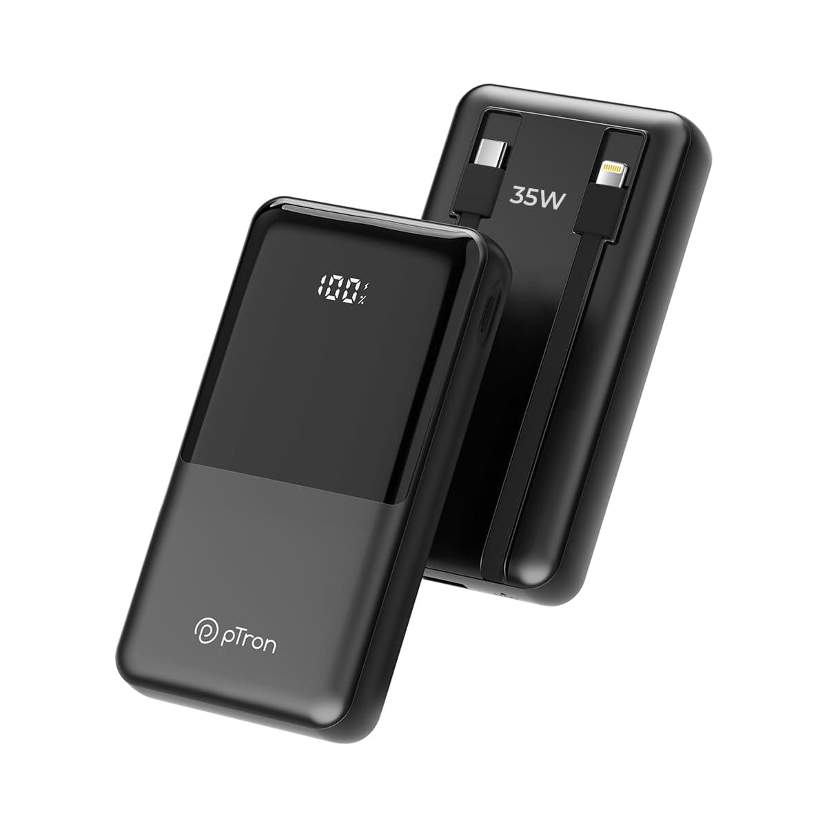 pTron Dynamo Bolt 20000mAh 35W Super Fast Charging, USB Type-C Input Power Bank Compatible with QC3.0/PD3.0 (Power Delivery),Built-in Charging Cables,...