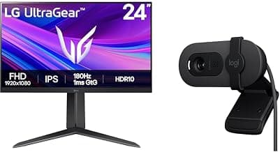 LG Ultragear 24GS65F IPS Full HD Gaming Monitor, 24 Inch, 1920 X 1080, 1ms, 180Hz, HDR 10, NVIDIA G-Sync Compatible, AMD F...