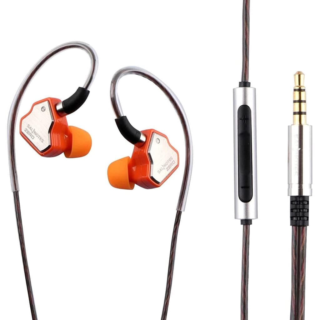 7HZ Salnotes Zero Wired IEM Earphone, 10mm Dynamic Driver | Metal Composite Diaphragm | Noise Isolation | in Ear Monitor Earbuds with Detachable OFC Cable & A Leatherette Case (Orange, 3.5mm with Mic)