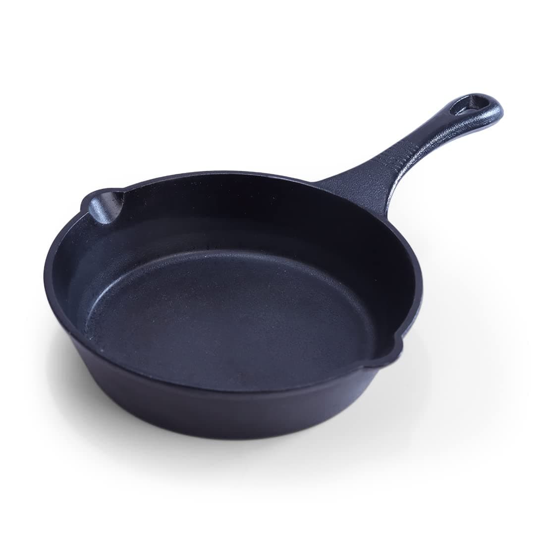 Wonderchef Forza Pre Seasoned Cast Iron Fry Pan | 19cm | Cast Iron Skillet |Loha/Iron Pan | Induction Frying Pan | Iron Fry Pan | Omlette Pan | Cast Iron Utensils for Cooking | Iron Cookware for Kitchen | Cast Iron Frying Pan | With Lifetime Exchange Warranty | Black