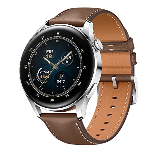Huawei Watch 3 Pro - 4G Smartwatch with All-Day Health Monitoring, Independent Calling, 24/7 SpO2 and Heart Rate Monitoring, Built-in GPS, Up to 21 Days Battery Life, Brown Leather