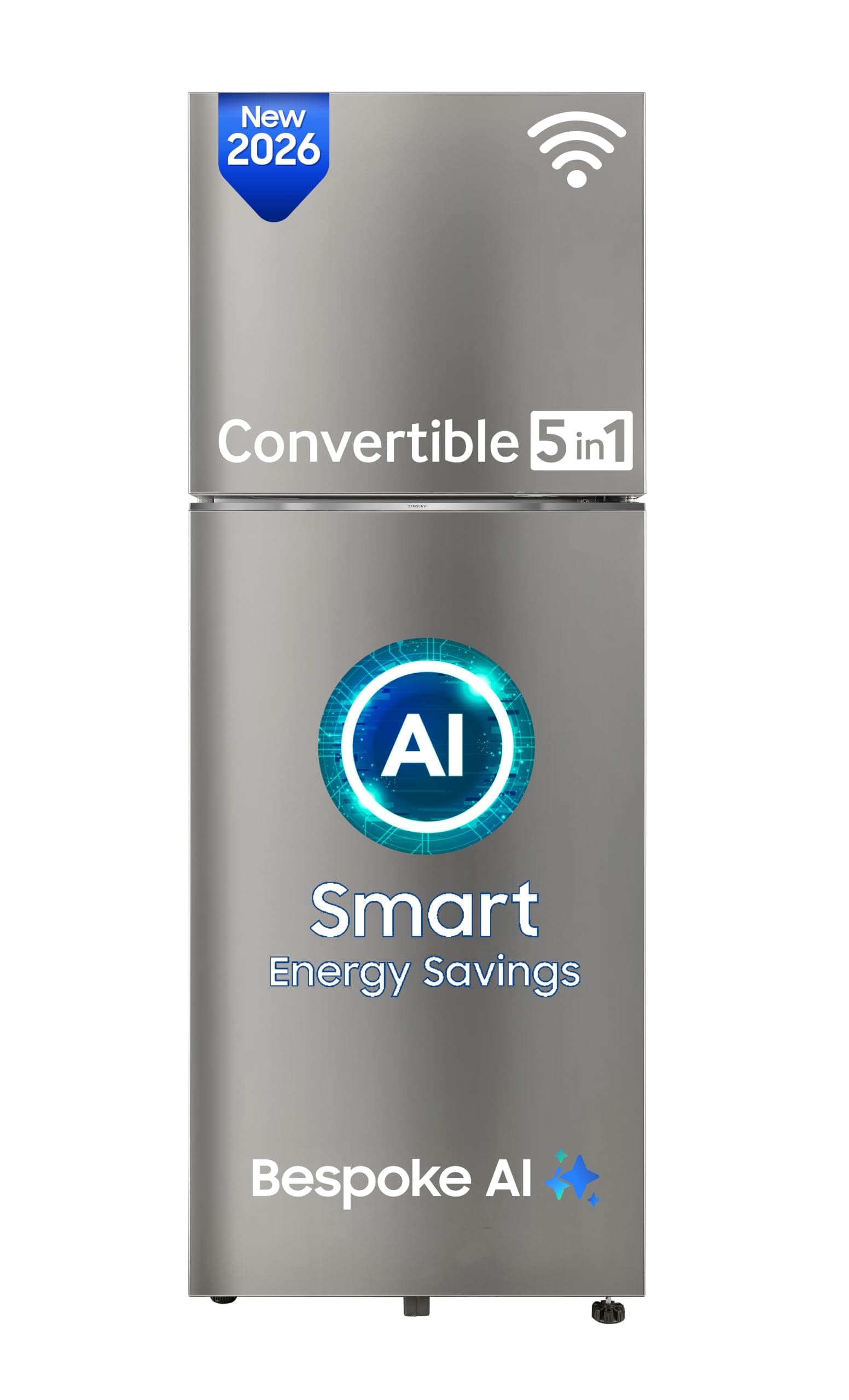 Samsung 350 L, 2 Star, Convertible 5-in-1, Digital Inverter, Frost Free Double Door, WiFi Bespoke AI Refrigerator (RT38HG5A42SLHL, Silver, Ez Clean St...