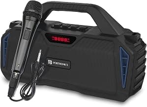 Portronics Chime 20W TWS Wireless Bluetooth Speaker with Wired Karaoke Mic. with Inbuit FM, USB, Aux-in, Micro SD, Upto 8 hr Playback TIme(Blue)