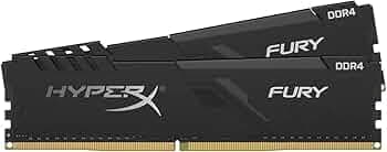 HyperX Fury 32GB 3600MHz DDR4 Ram CL17 DIMM (Kit of 2) 1Rx8 Black Desktop Memory with Low-Profile Heat Spreader
