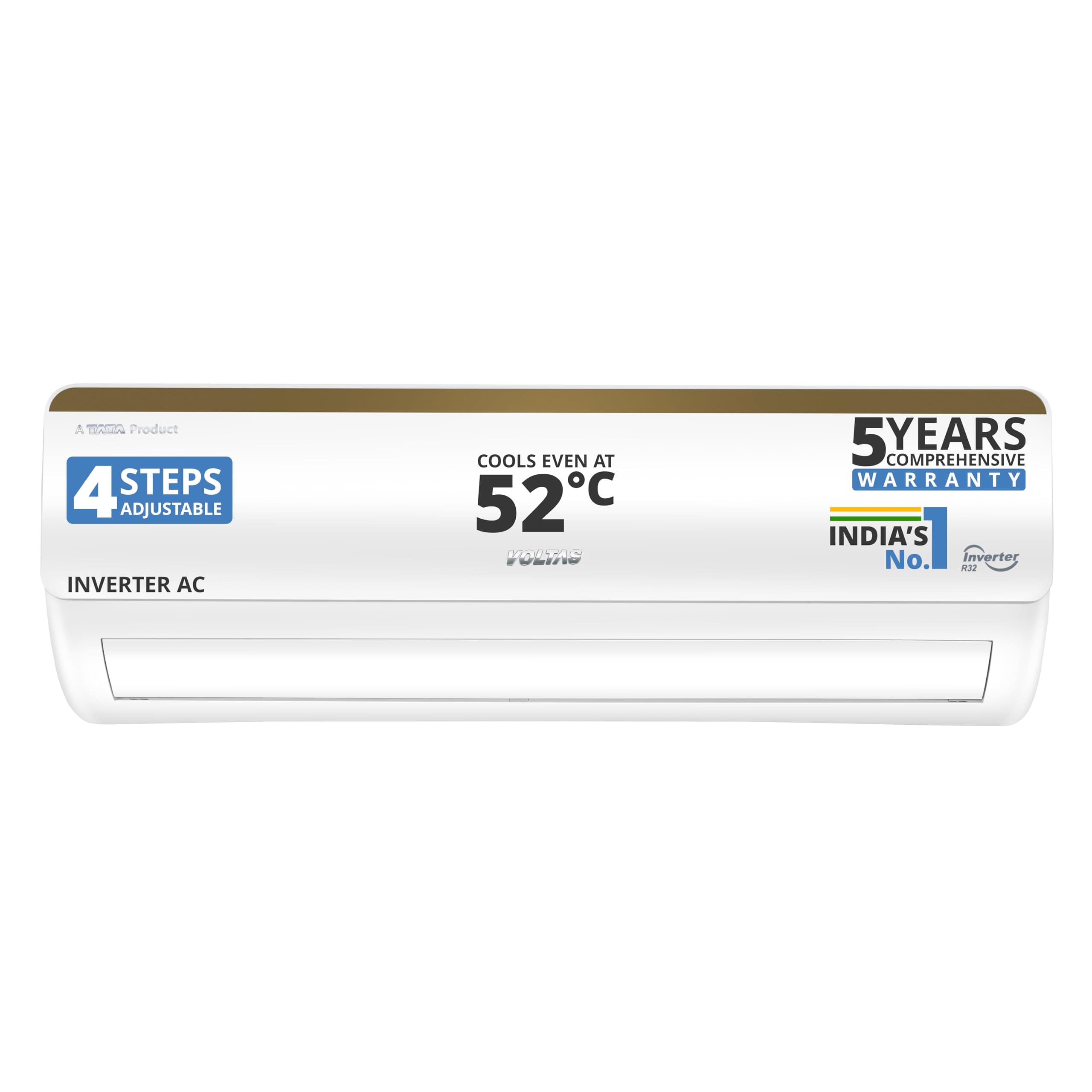 Voltas 1.5 Ton 5 Star Inverter Split AC (Copper, 5-in-1 Adjustable Mode, Anti-dust Filter, 2024 Model,185V Vertis Smart Elite Gold, White)