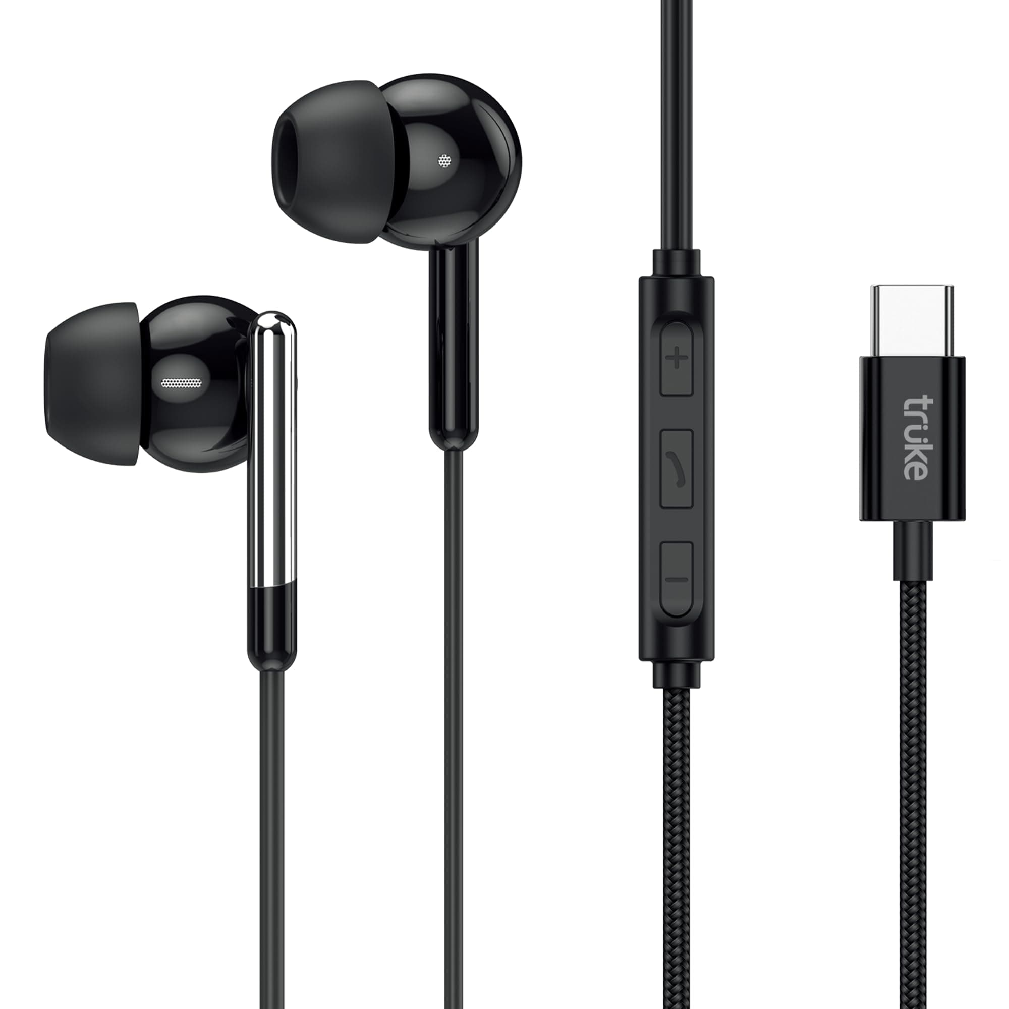 truke Bass H1 Premium in-Ear Type-C Wired Earphones w/ 13mm Titanium Drivers, Rich Deep Bass, Smart in-Line Controls for Music & Calls, Built-in HD Mi...