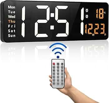 VEDHAK Plastic Digital Wall Clock Large Display, 16.2 Inch Large Wall Clocks, Led Digital Clock with Remote Control/Automatic Brightness Dimmer Big Cl...