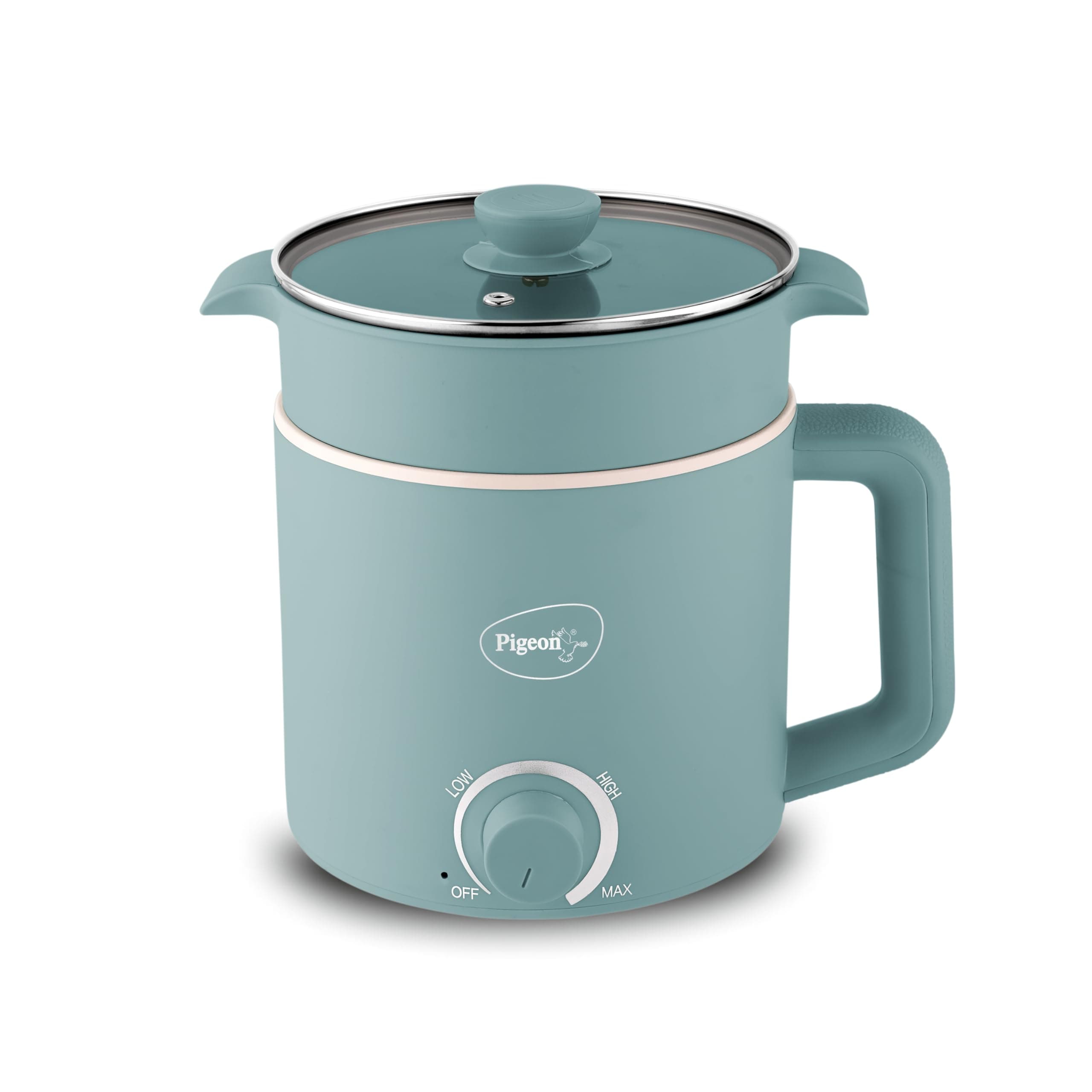 Pigeon by Stovekraft Swift Plus Multi-Cook Kettle 1.5L, with Stainless Steel Steamer, Egg Rack - Blue | Black | Double Layered | Food Grade Stainless ...