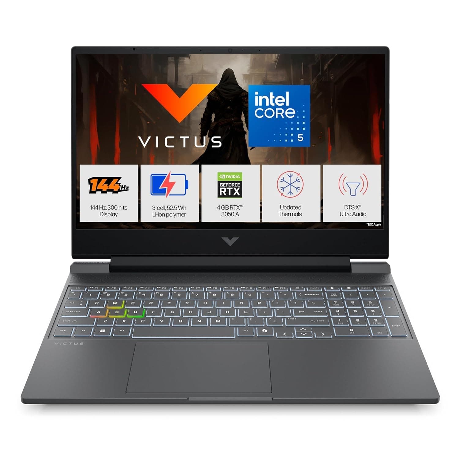 HP Victus Gaming Laptop, Intel Core 5 210H, 4GB RTX 3050 A (24GB DDR5, 512GB SSD) FHD, 144Hz, 300 nits, IPS, 15.6''/39.6 cm, Win11, M365* Office24, Mi...