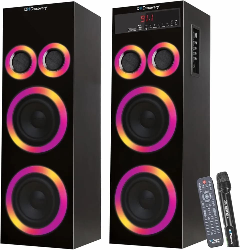 DH Discovery DJ 2727 550W 2.0 Channel Home Theater Bass Booster Speaker with Subwoofer Supporting Bluetooth 5.0/1 USB Slot/1 AUX/Built in FM Radio with Remote Control (Black)