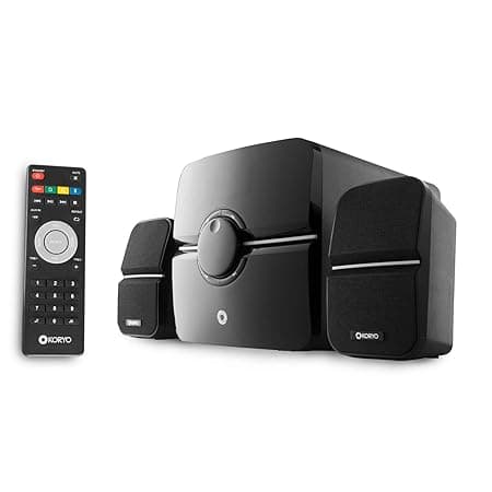 Koryo by Big Bazaar (KHT4212FB) 2.1 Channel Speaker System Black - 4200W PMPO, Bluetooth, Plug and Play with SD Card, USB, AUX, Built-in FM Radio, Rem