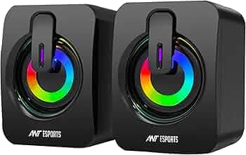 (Refurbished) Ant Esports GS170 Gaming Speaker for PC, Stereo 2.0 USB Powered Desktop Speaker with 3.5 mm Aux-in, in-line Volume Control, RGB LED Ligh...