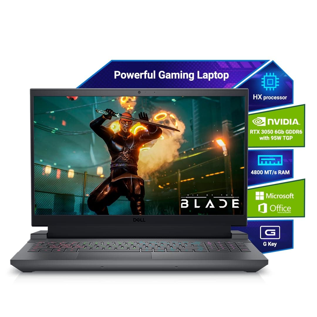 Dell G15 5530 Gaming Laptop, Intel i5-13450HX/16GB/1TB SSD/NVIDIA RTX 3050, 6 GB GDDR6/15.6" (39.62cm) FHD AG 120Hz 250 nits/Backlit KB RGB/Dark Shado...
