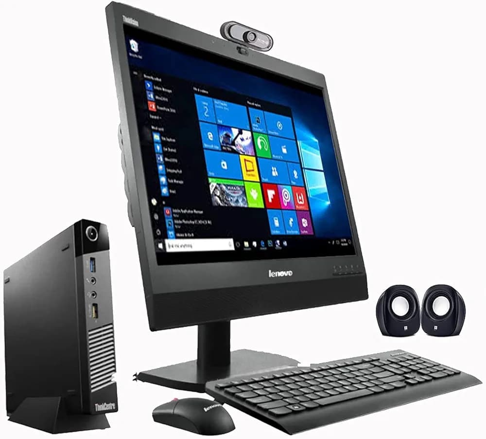 (Renewed) Lenovo ThinkCenter 19 Inch AIO Desktop Set(Intel i5 4thGen/ 8GB/256GB SSD/19 inchesHD Monitor+Keyboard+Mouse+Tiny CPU+FHD Webcam+Mic+Speakers+Wifi/Windows 10 Pro/MS Office/PAN India Warranty)