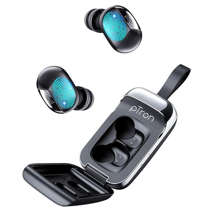 pTron Bassbuds Urban In Ear True Wireless Bluetooth 5.0 Headphones with Mic, Deep Bass, Touch Control Earbuds, IPX4 Water & Sweat Resistance, Noise Is