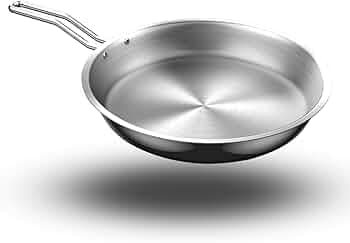 Esspy Triply Frypan 24 cm, Stainless Steel Frying Pan, Riveted Handle, Food Safe, Gas Oven and Induction Oven Compatible, Nonstick, 100% Pure & Toxin-...