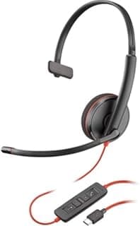 Plantronics Poly by Plantronics - Blackwire 3210 USB-C Wired Headphones - Single-On Ear (Mono) with Boom Mic - Connect to ...