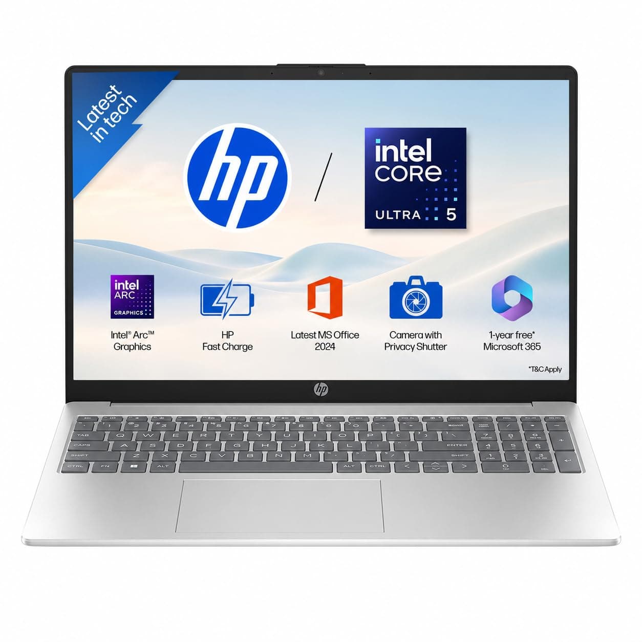 HP 15, Intel Core Ultra 5 125H (16GB DDR5, 1TB SSD) FHD, IPS, 15.6''/39.6cm, Win11, M365 Basic(1yr)*Office24, Silver, 1.65kg, fd1255TU, Intel Arc Grap...
