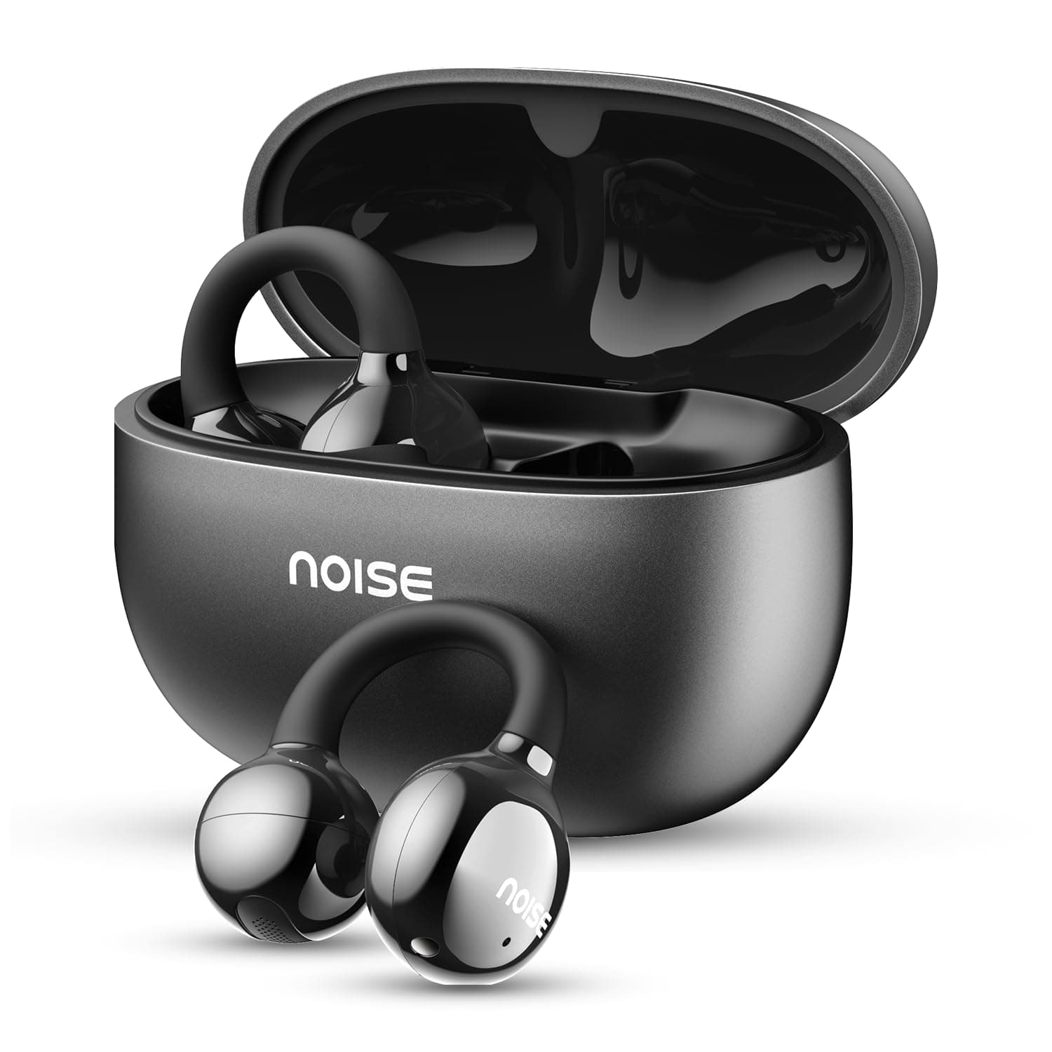 Noise Newly Launched Air Clips Wireless Open Ear Earbuds with Chrome Finish, AirWave Technology,Up-to 40H Playtime, Dual Device Pairing, Quad Mic with...