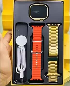 MELBON Smart Watch Golden, Golden Smartwatch for Men Ultra Watch Golden Smartwatch - 49mm Stylish Design - Bluetooth Call, Wireless Charge, Golden