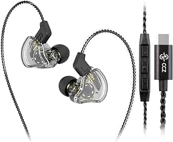 Yinyoo CCZ Melody in Ear Type C Wired Earphones with Mic in-Ear Headphones IEM HiFi Bass Earbuds with 1DD 1BA, Earfins,4N OFC Cable for Musicians,Audi...